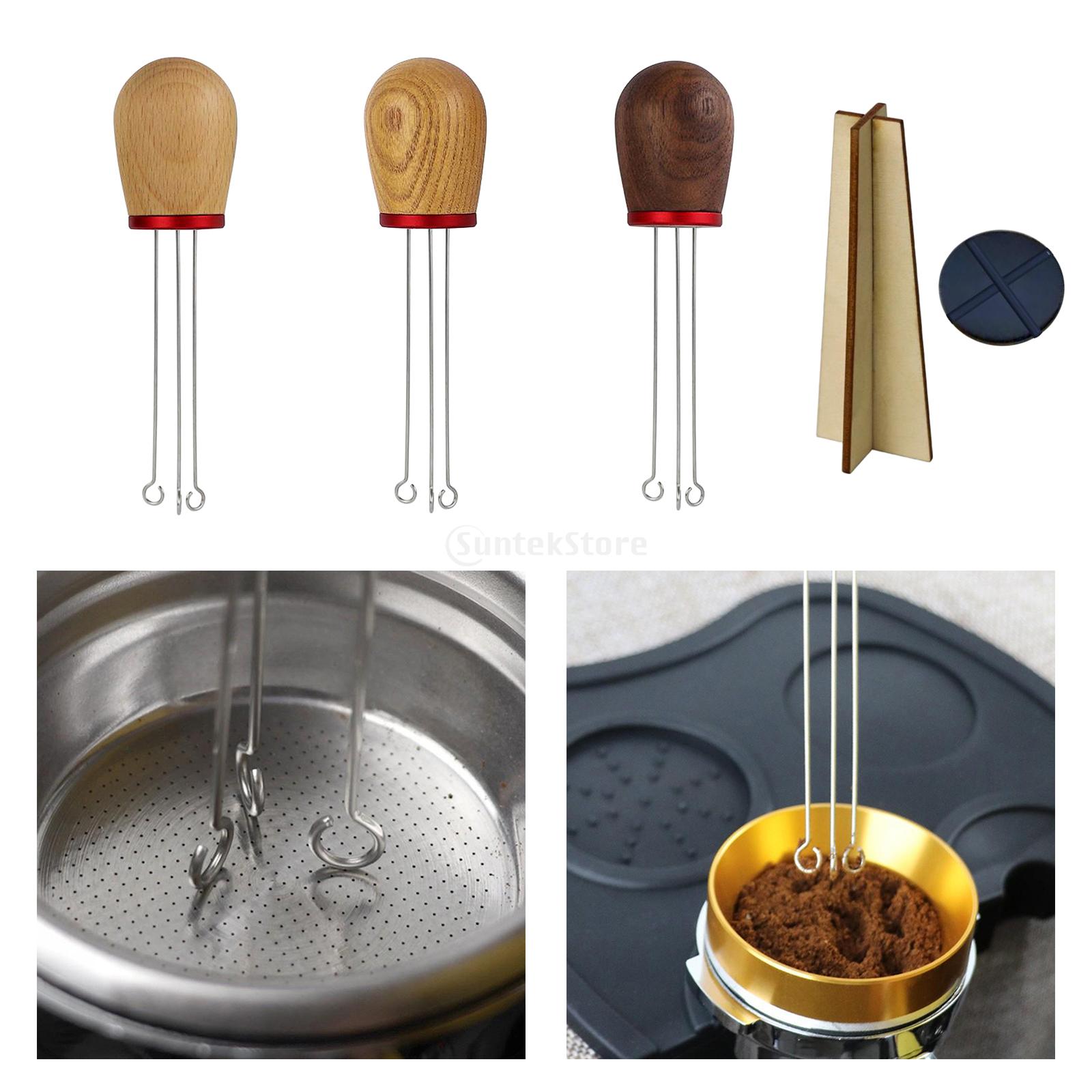 1pc Solid Wood Handle Stainless Steel Espresso Coffee Tamper Stirring Needle Espresso Tamper Espresso Packer Coffee Maker Tools