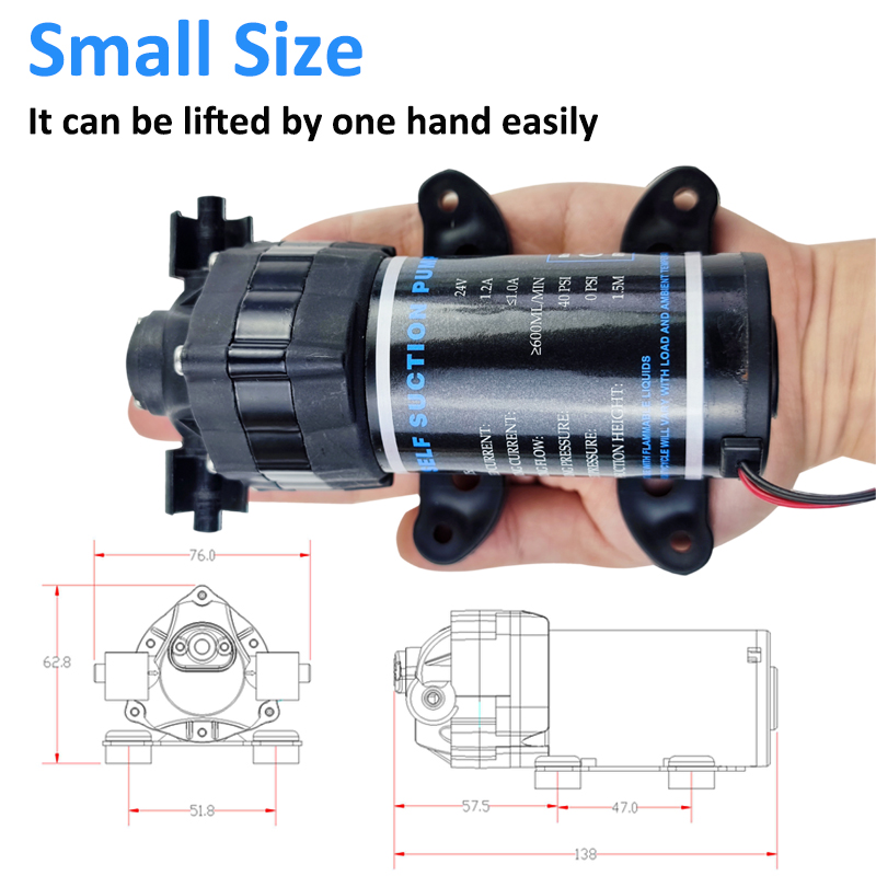 Ro 24v vattenbooster tyst pump omvänd osmos vattensystem tryckökningspump