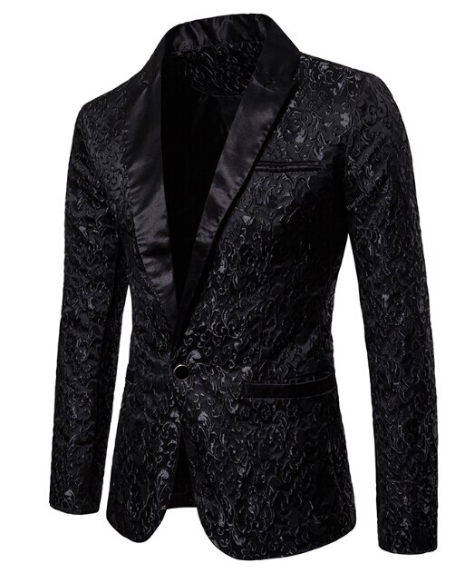 Mænd afslappet jakkesæt jakke business blazer toppe knap smoking formel frakke slim fit jakkesæt: Sort / Xxl