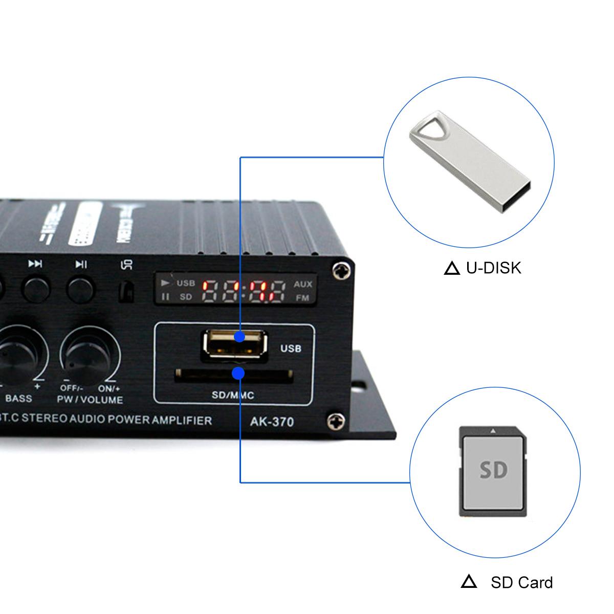 Amplificador de Audio Digital con Bluetooth para coche, procesador de Audio estéreo, altavoz de sonido EDR, reproductor de música con LED, DC12V
