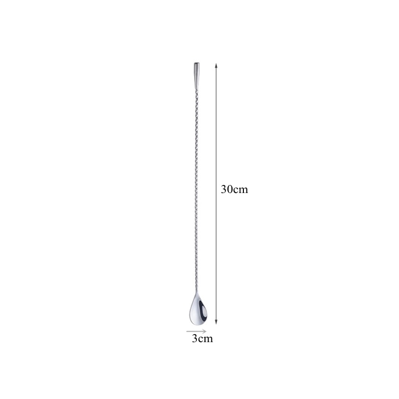 Cuillère à Cocktail à poignée en spirale de 30/40/50cm de Long, agitateur à boisson, tige de mélange de Whisky, outils de barman, ustensiles de Bar de cuisine: 30cm Silver