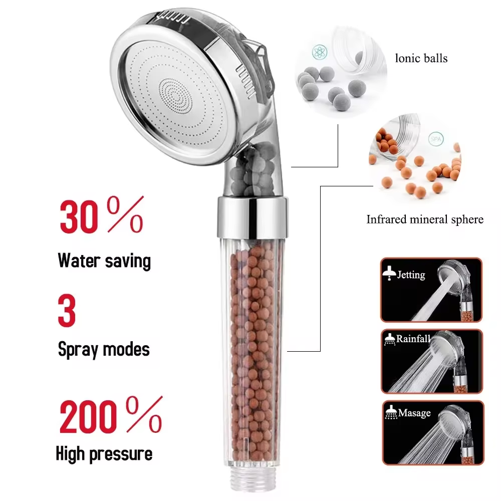 Gloednieuwe 3 Modi Hogedruk Watertherapie Douchekop Waterbesparing Regenwater Meting Anion Filter Filters Waterbron