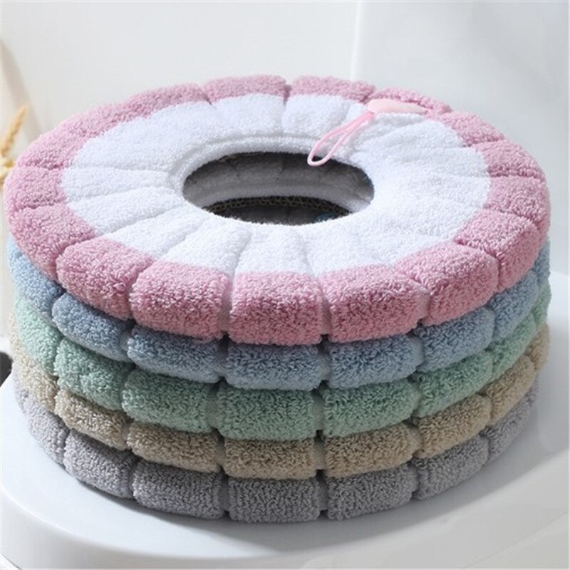cómodo de invierno adulto de asiento de inodoro felpa aterciopelada grueso cálido baño Mat retrete lavable tapa Accesorios