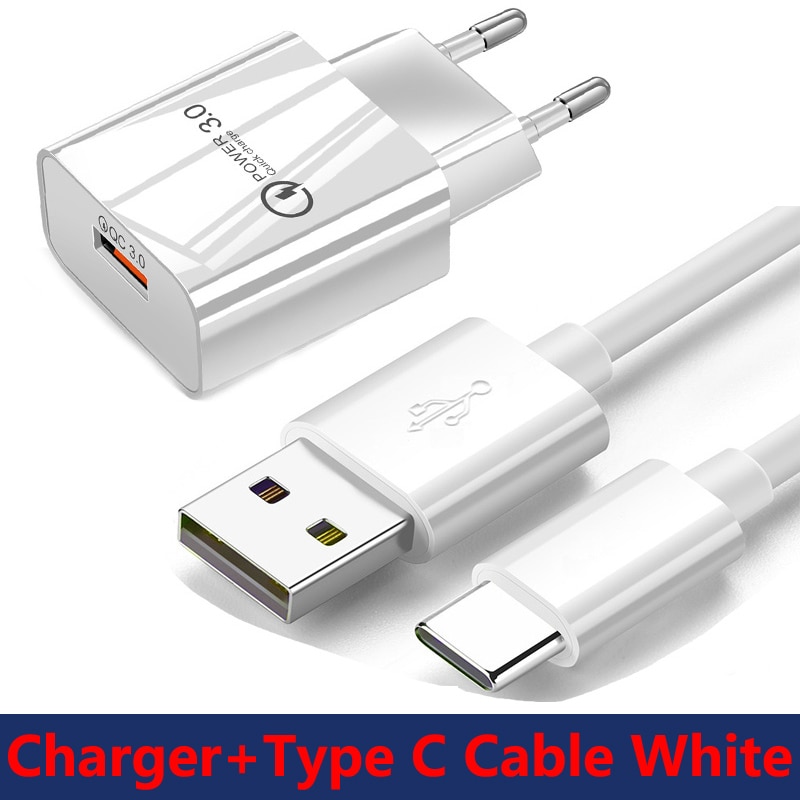 Fast Charging USB Charger For Samsung Galaxy S21 S20 Ultra A50 A70 A51 A71 Note 20 10 Plus USB C Type C Fast Charger Phone Cable: Charger Cable White