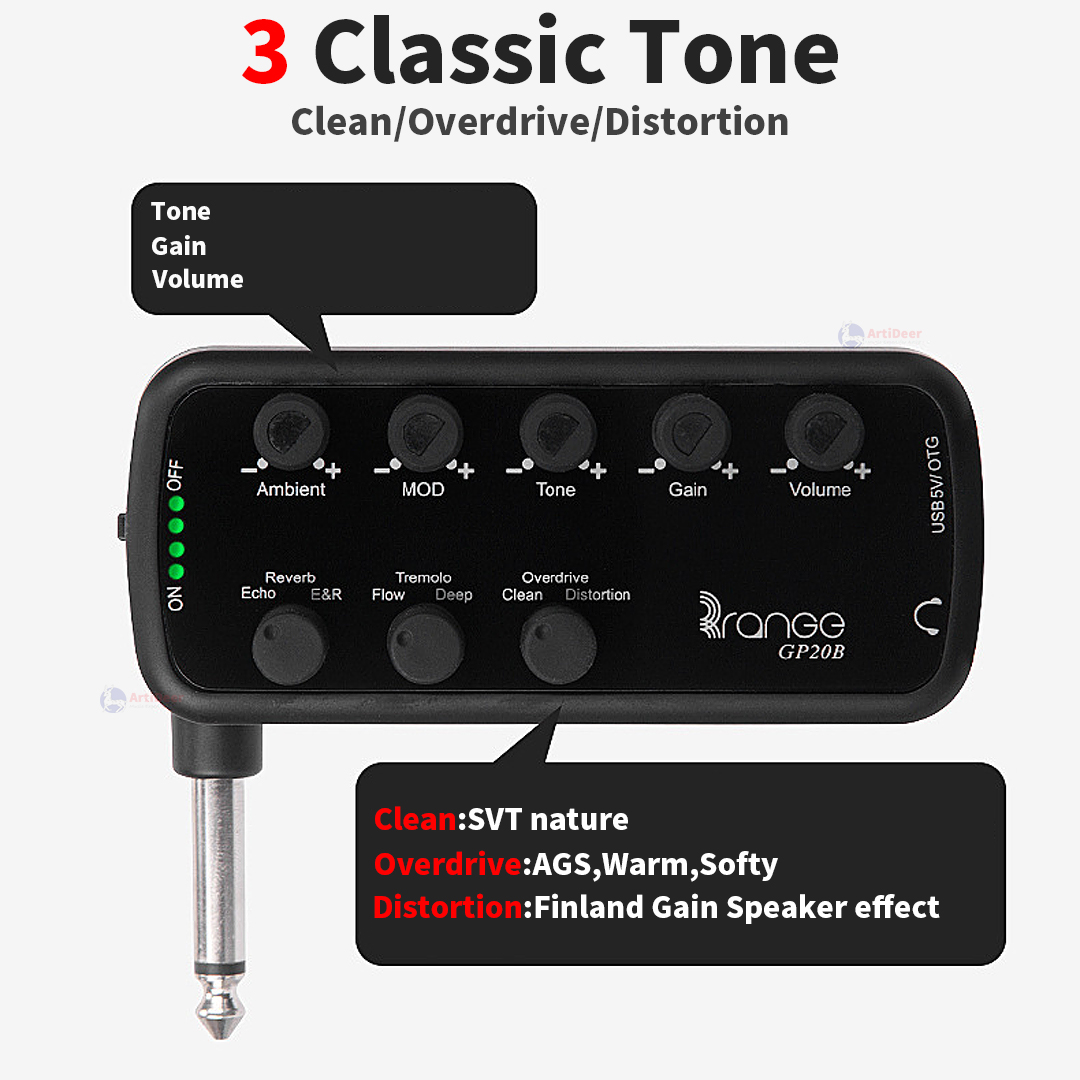 Electric Guitar Pedals Headphone Amp Mini Multi-Effects Effector Delay Reverb Overdrive Bass Amplifier Distortion Pedalboard