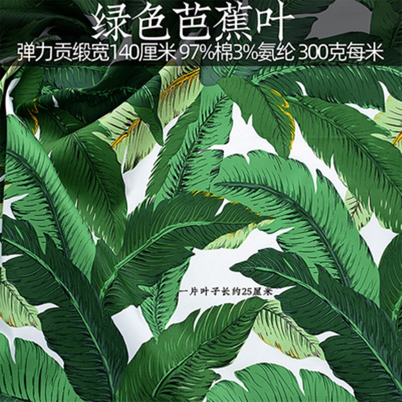 Halv meter retro tegneserie pige træ blade print bomuld elastisk brokade stof til håndlavet tøj kjole cheongsam væv