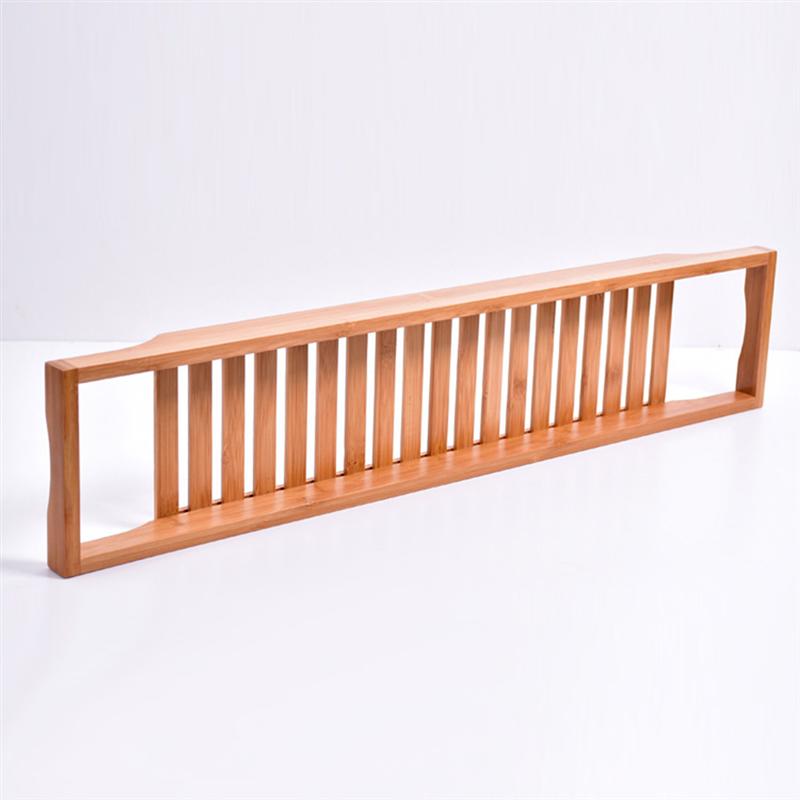 Natural Bamboo Wooden Bathtub Caddy Tray with Rails Ideal Shower Organizer Rack for Bathroom