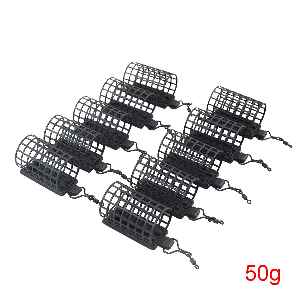 10x Visgerei Feeder Kooi Ronde Vierkante Voor Karper Grof Wedstrijd Barbeel Metalen Feeders 20G 30G 40G 50G 60G: Round 50g