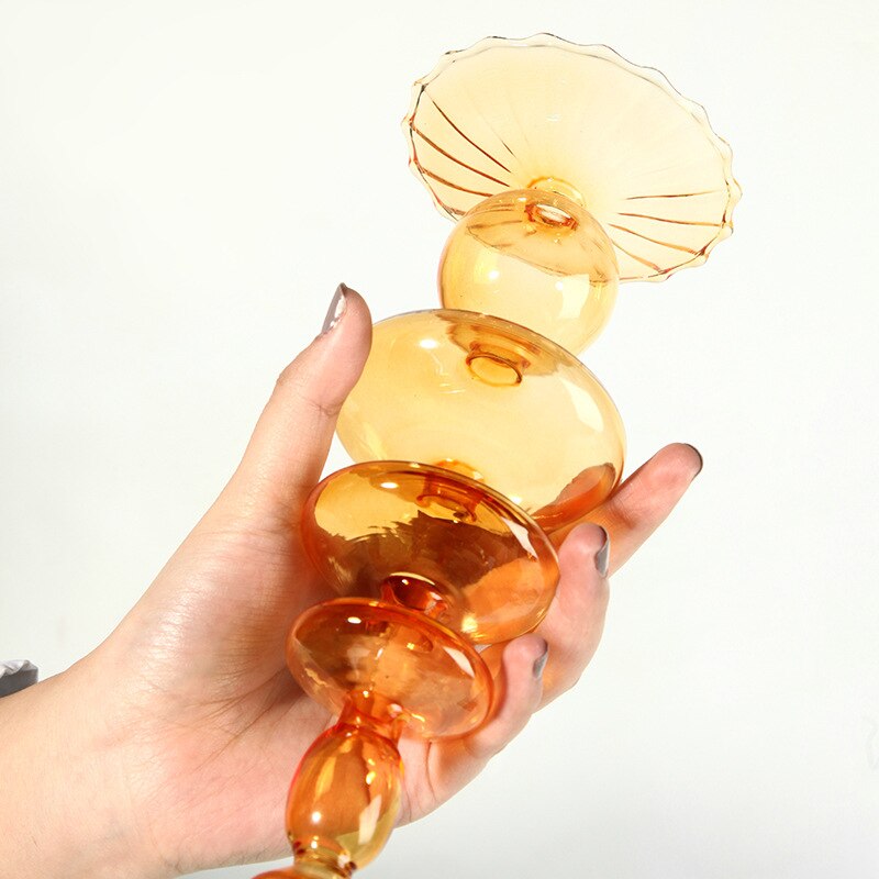 Nordic Oranje Glas Taper Kaarshouder Home Decor Wedding Party Diner Bij Kaarslicht Decoratie Woonkamer Kandelaar