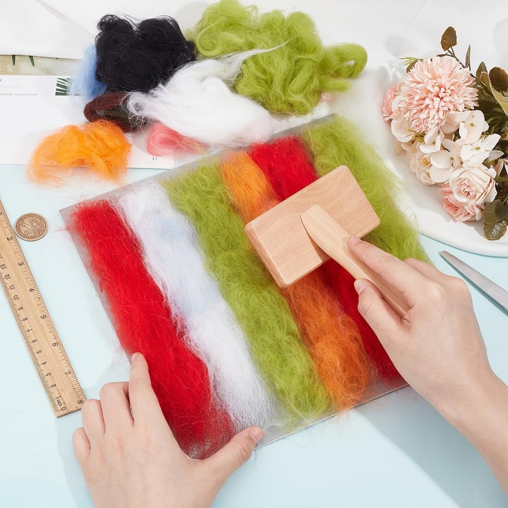 Kartenpinsel-einstellen, 9,9 x 9,9 Zoll, Gummi- und Blick-Mischbrett mit Wollpinsel, Wollnadel-Filzwerkzeuge für sterben Herstellung von Filzen, Basteln, Heimwerken