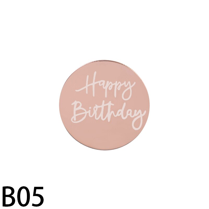 10pcs Gold Silver Happy Birthday Cupcake Topper Dessert Cake Decorations Acrylic Rose Gold Circle Cake Topper for Birthday Party: B05 / 10Pieces