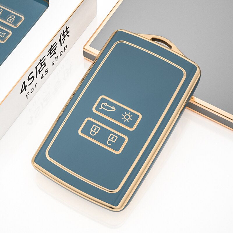 Funda de TPU para llave de coche, cubierta completa, accesorios de 4 botones, para Renault, Koleos, Kadjar, Megane, Talisman, Captur, Espace, Clio, , novedad: Grey Blue