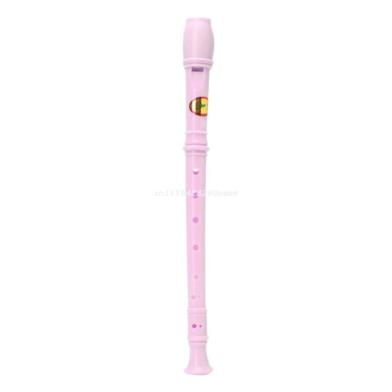 Plastic Instrument Musical Soprano Recorder Long Flute 8 Holes: Pink