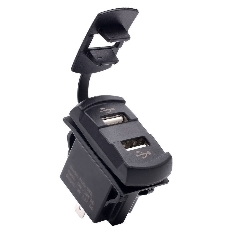 Dual USB 12v Car Boat Socket Rocker Switch Panel And Voltage Voltmeter Blue Dual USB 12V Car Boat Socket Rocker Switch Panel