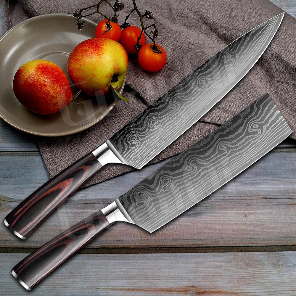Kitchen Knives Sets Sharpest Damascus Kitchen Chef Knives Santoku Cleaver Paring Steak Slicing Utility Boning Knife