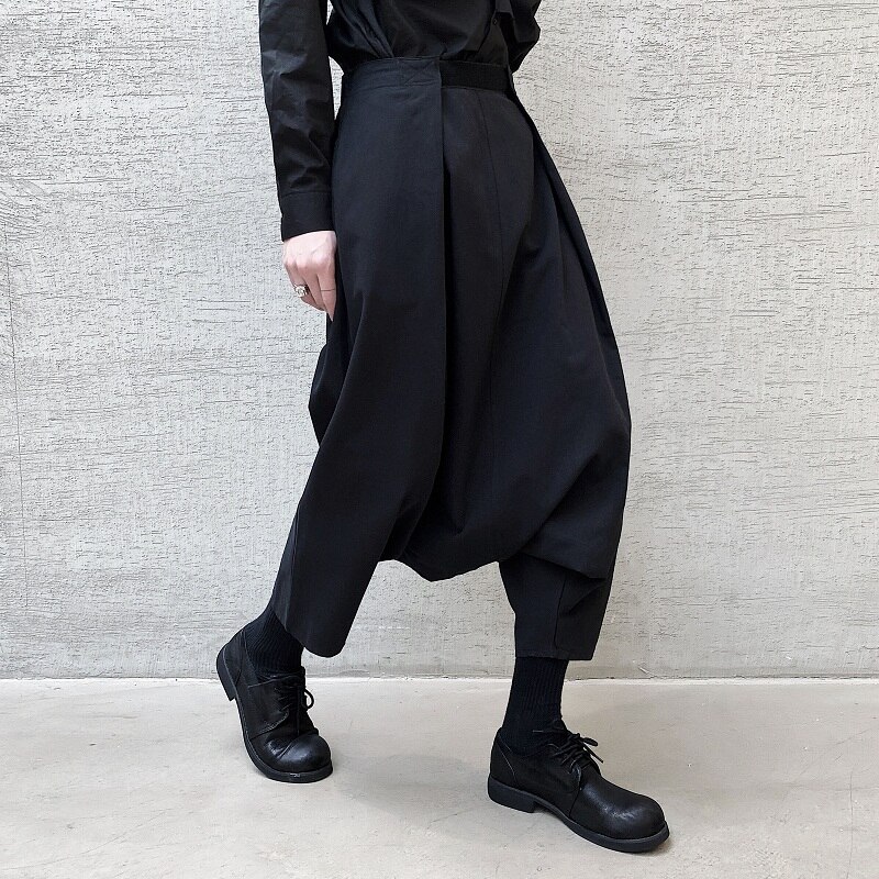 Hombres Japón ropa estilo informal suelta Casual Harem Pantalones Hombre Vintage Punk gótico pantalones de tiro caído ropa de escenario