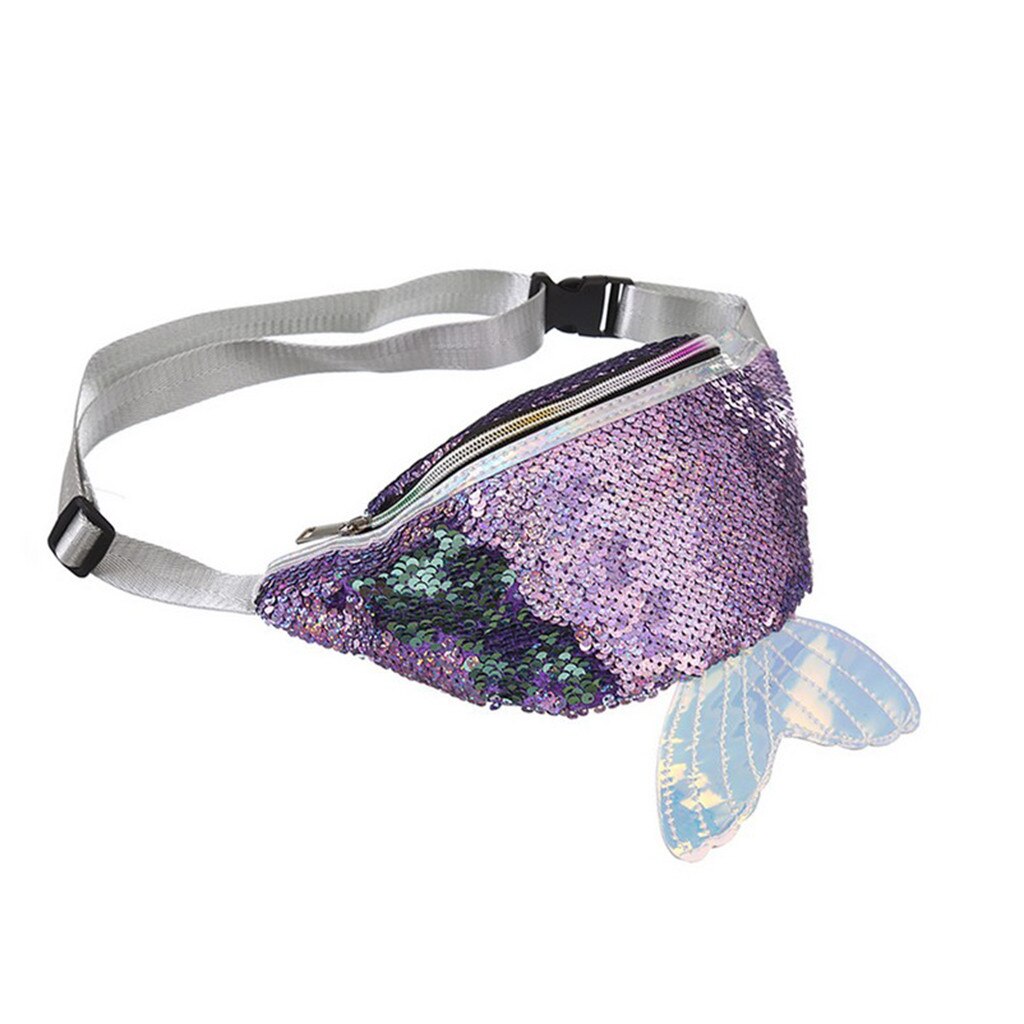 Frauen fanny Pack Bunte Pailletten Taille Tasche Brust Beutel Schulter Gürtel Tasche Meerjungfrau Schwanz Beste Für Mädchen p15: LILA