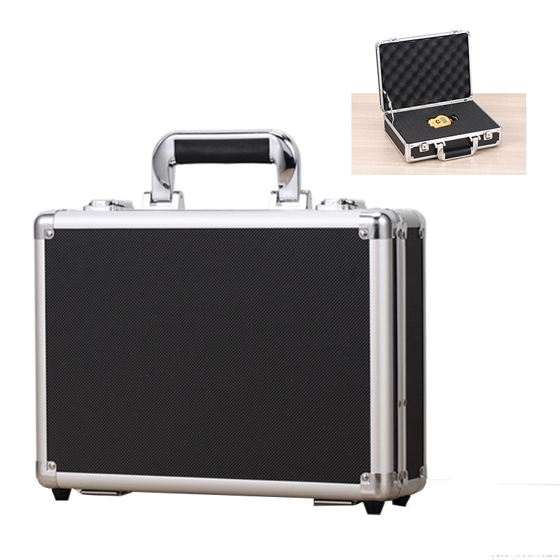 330x240x100mm Toolbox Portable Aluminum Tool Box Instrument Box Safety Storage Case Instrument Box Suitcase with Sponge Lining