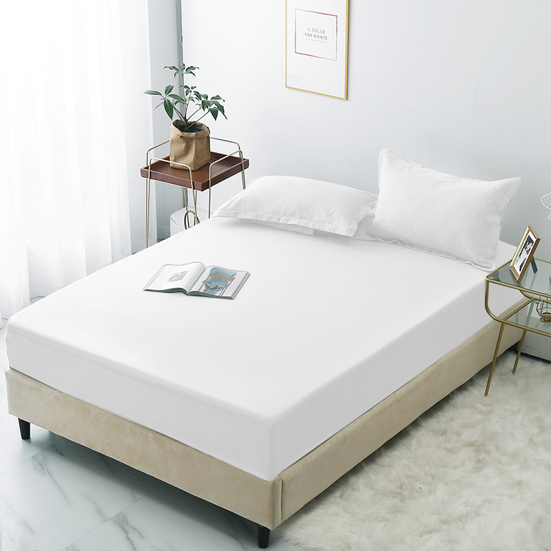 Effen Kleur Zwart All-Inclusive Matrashoes Zachte Schuren Koning Queen Size Bed Hoeslaken Niet Inclusief Kussensloop: 1 Pillowcase106x35cm / White