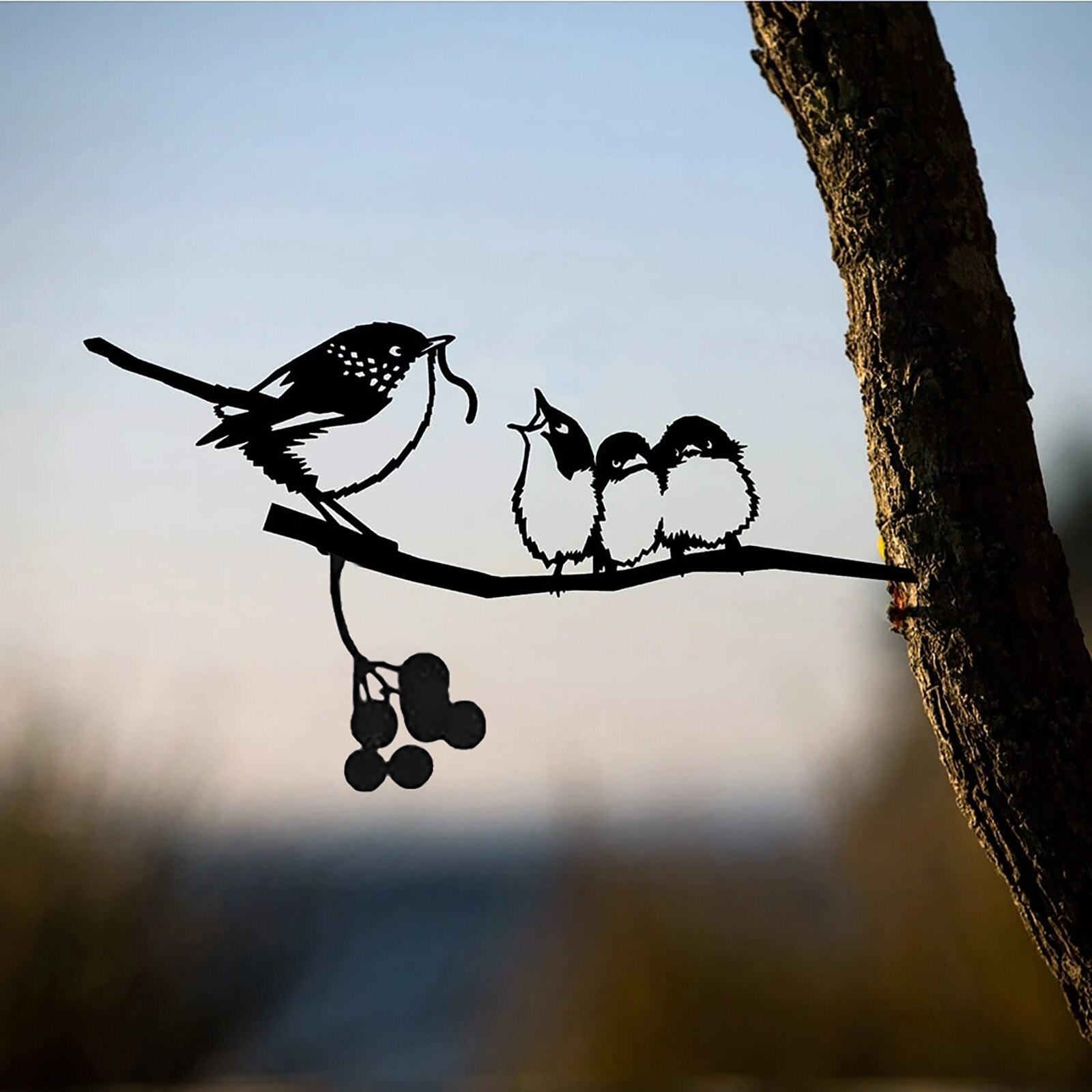 Tuin Art Outdoor Tuin Achtertuin Tak Metalen Rvs Art Metalen Vogel Yard Art Boom Vogel Dier Tuin Decoratie