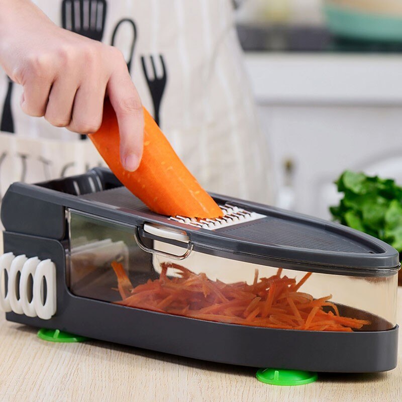 Multifunctional 10 in 1 Vegetable Chopper with Container Potato Slicer Shredder Smash Food Processor 6 Blades