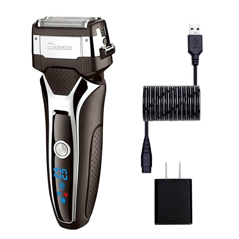 Surker Elektrische Rasierer für Männer USB schnell Wiederaufladbare IPX5 Wasserdichte 3 in 1 rotierend Rasierer maquina afeitar RSCX-958803: EU-Stecker