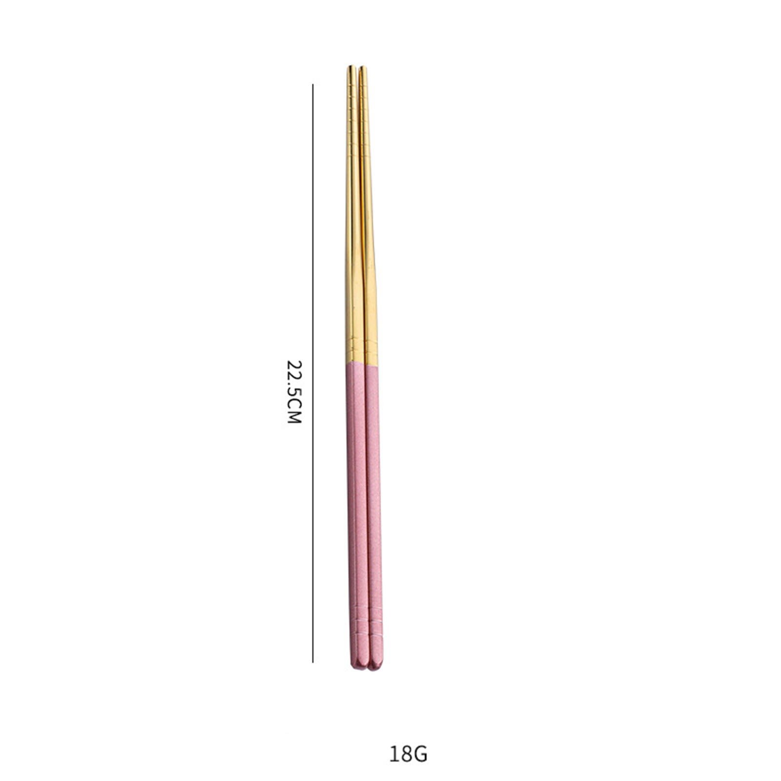 Baguettes en acier inoxydable, 1 paire de baguettes en métal de Style coréen vaisselle de table Portable réutilisable: Pink