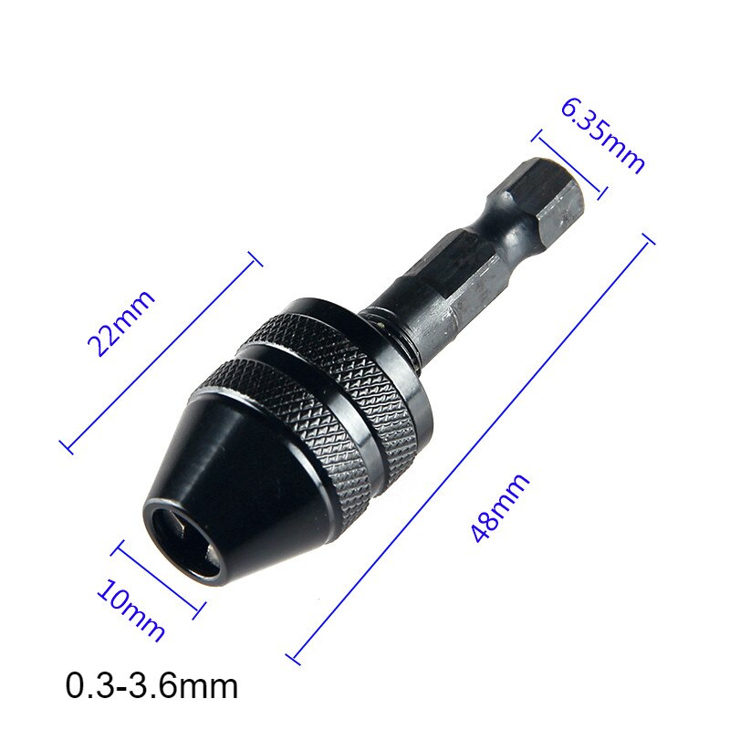 Drill Chuck Adapter Mini Keyless Drill Chuck Bit Self-Tighten Electric Drill Bits Collet Fixture Tools Quick Change Converter: 6.35mm 0.3-3.6mm