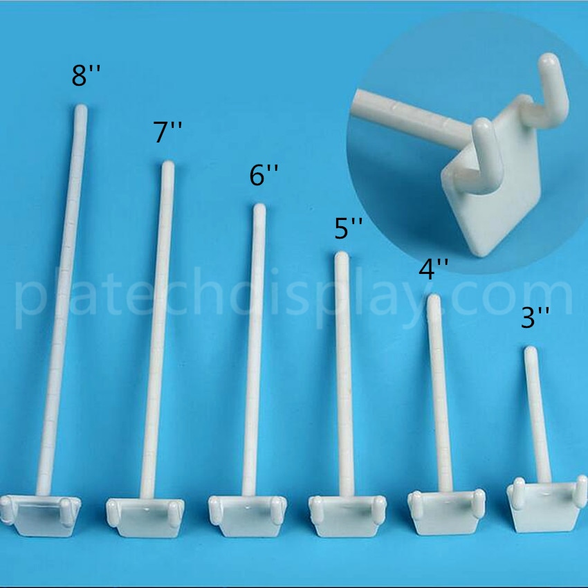 Plastic Pegboard Products Display Hanging Hanger Hooks in White For Storage Commodity Rack Shelf Supermarket Stores 100pcs