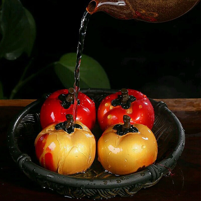 1 stuk Persimmon Hars Ornament Thee Huisdier Water Kleur Veranderen Fruit Chinese Creatieve Boutique Home Decor DHJSF01