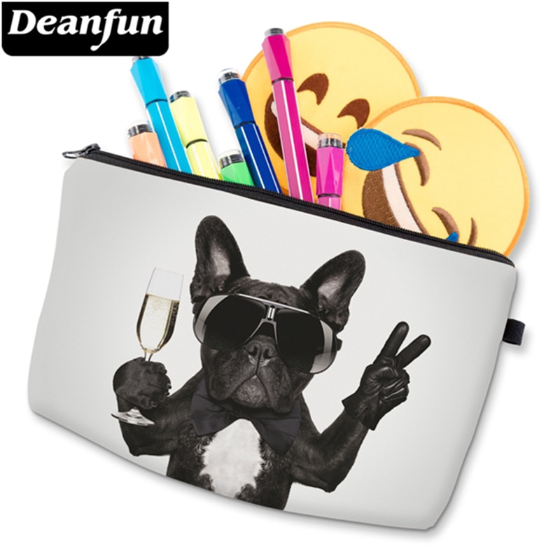 Deanfun Cosmetische Zakken 3D Gedrukt Pug Wit Polyester Necessaries voor Vrouwen Travelling Opslag Make 50905