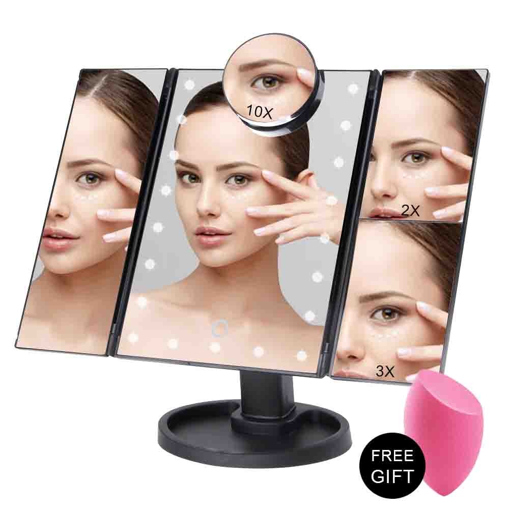 Vanity Mirror with 22LED Light Magnifying 1X/2X/3X/10X Makeup Mirror Flexible Cosmetics lighted Make Up Mirrors USB Or Battery
