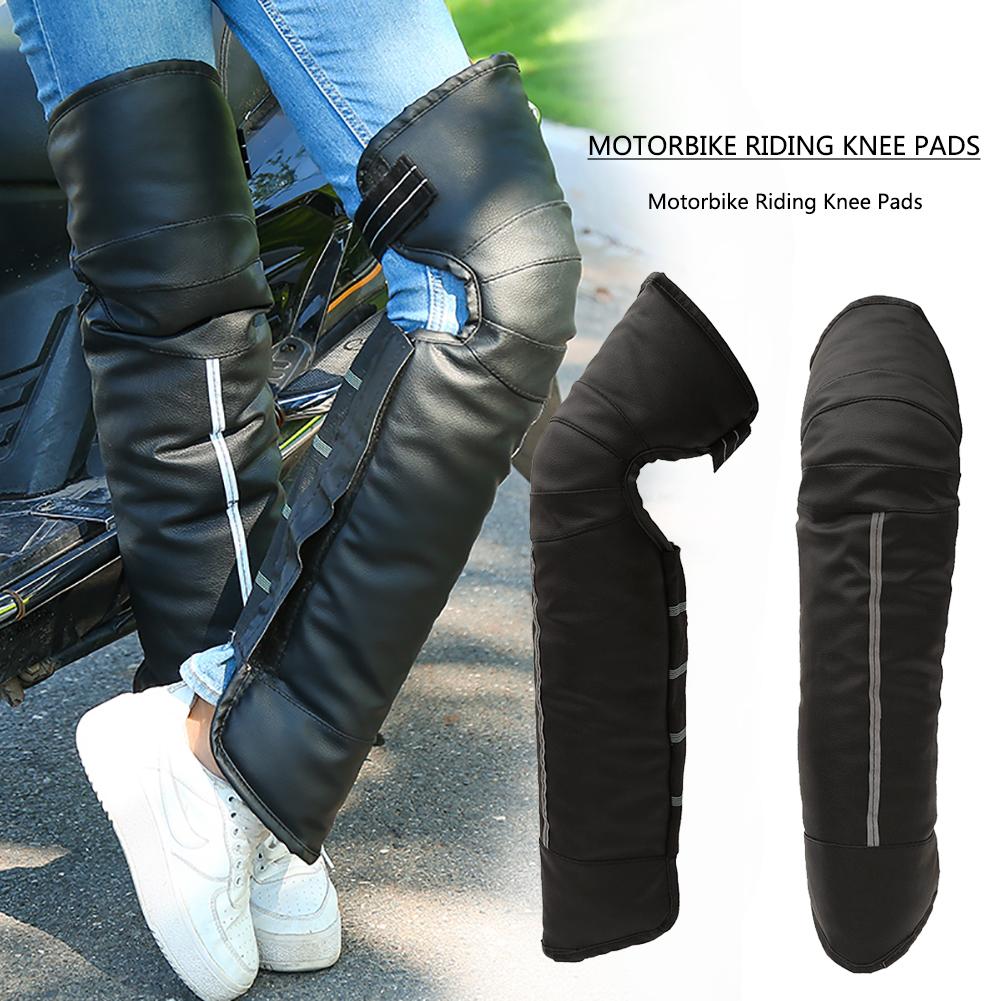 Genouillère de protection de Moto en cuir PU avec bande réfléchissante demi-Chaps épais Ski genouillère imperméable jambières Moto