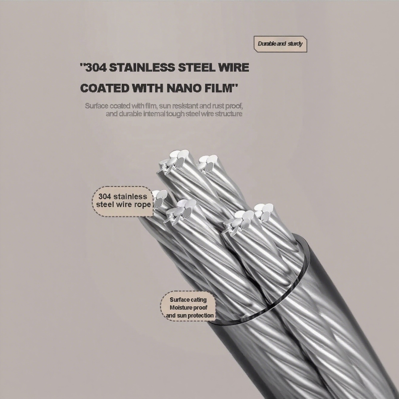 Sznurek na pranie zwijany 5,1 metra, robić użytku wewnątrz i na zewnątrz, ze stali nierdzewnej, wytrzymały, oszczędzający miejsce, idealny robić domu, na balkon lub patio.