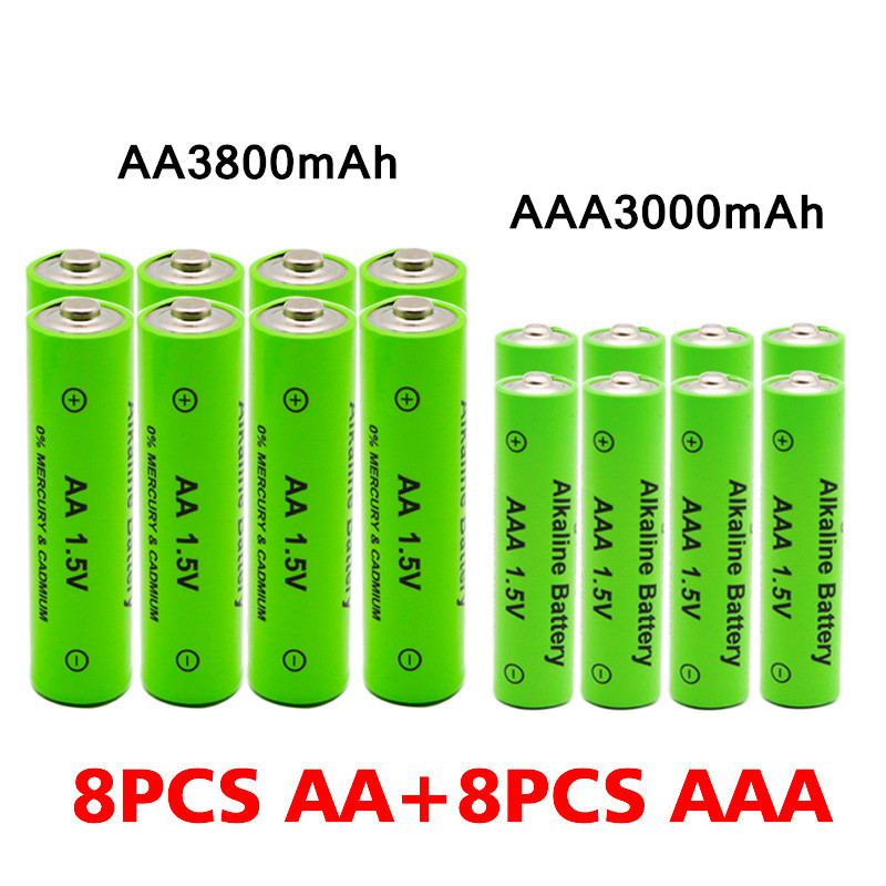 2020 AA + AAA 100% nowy akumulator AA 1.5V AAA alkaliczne 3000-3800mah dla latarka zabawki zegar odtwarzacz MP3 wymień baterię