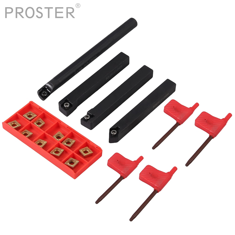 Proster pour 4 Set 12mm tige tour outil de tournage porte-alésage + 10x carbure Insert lames