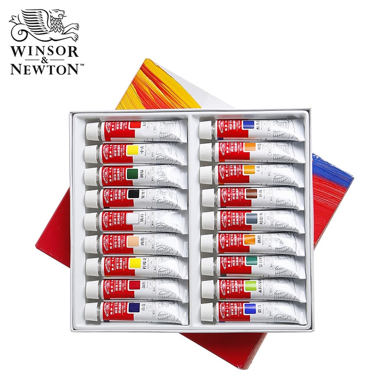 Winsor &amp; Newton-Juego de pintura al óleo para artista, suministros de arte para dibujo, 12/18 colores