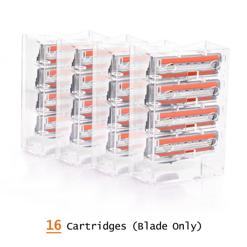 QShave Orange Series 3 Layer Razor Blade Refill Men Manual Shaving X3 Blade 4 Cartridges can choose IT 8 and 16 Cartridges: 16 Cartridges