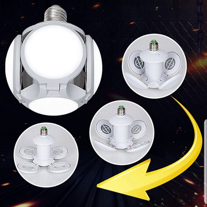 Led folde fodbold ufo lamper pære super lys høj effekt 5 blade 30w ,  til soveværelse restaurant studie værelse mall