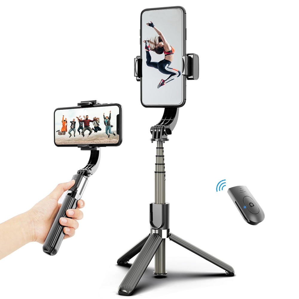 3 in 1 Phone Gimbal Stabilizer Selfie Stick Tripod 86cm 5-Section with Remote Shutter Phone Clamp Smart Rotatable for Smartphone