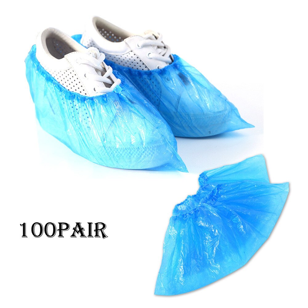 100 pcs/Pack Waterproof Boot Covers Thick Plastic Disposable Shoe Covers Outdoor Overshoes for Workplace Indoor Carpet