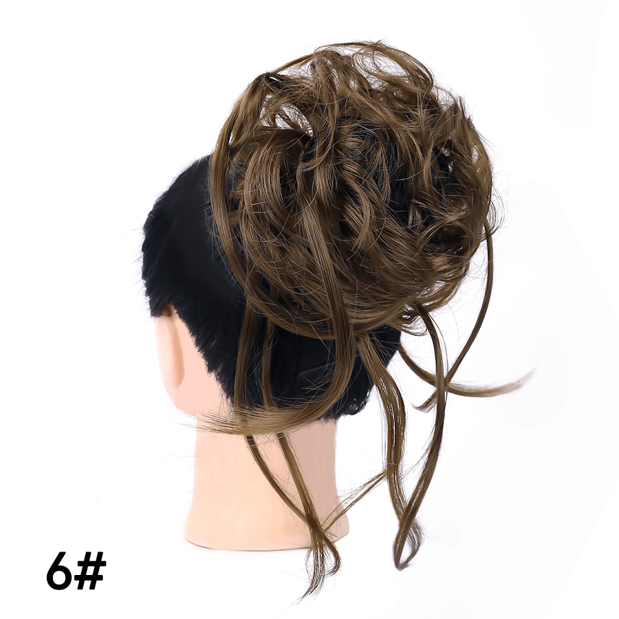 Messy Synthetic Hair Bun Scrunchy Donut Wavy Updo Elastic Scrunchie Hair Pieces Bridal Hairpiece Easy Bun Updos For Women Kids: P18/613