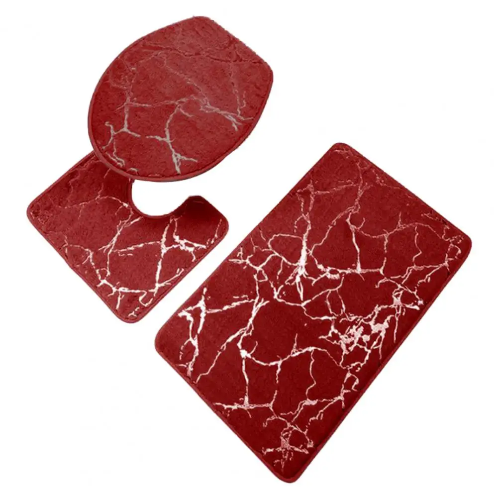 3 Pcs/Set Toilet Carpet Polyester Marble Toilet Lid Cover Bathroom Rug Stripe Printing Anti Slip Shower Rugs Home Accessories: green