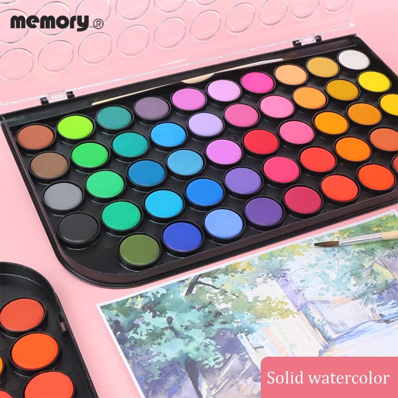 Geheugen 16/24/48 Kleuren Draagbare Reizen Solid Pigment Aquarel Verf Set Met Water Kleur Borstel Pen Voor Schilderen Art levert