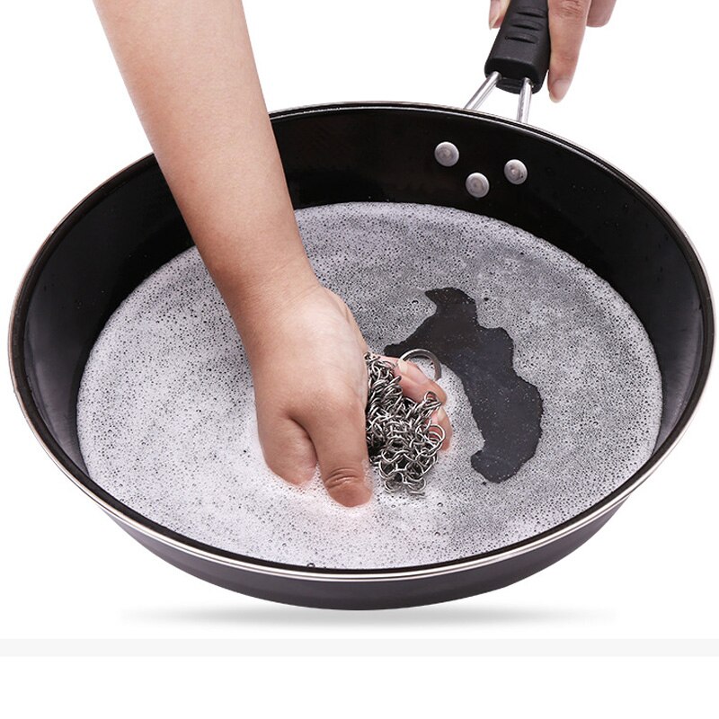 Edelstahl Gusseisen Reiniger 316L Kettenhemd Pfanne Schaber Scourer Draht Schüssel Topf Reinigung Küche Pinsel Startseite Zubehör
