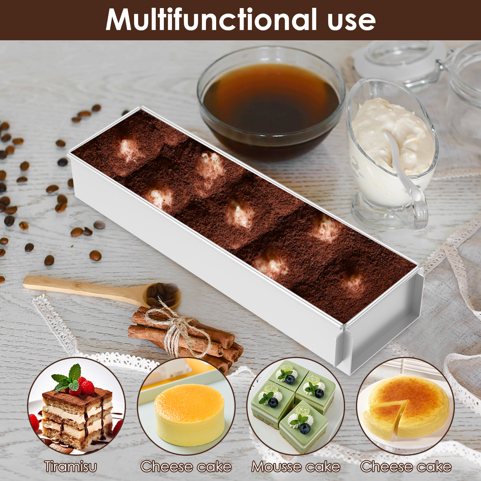 Rectangle Cake Pan Nonstick Tiramisu Pan Cake Baking Tray Aluminum Alloy Tiramisu Dessert Making Molds Multifunction Cheesecake