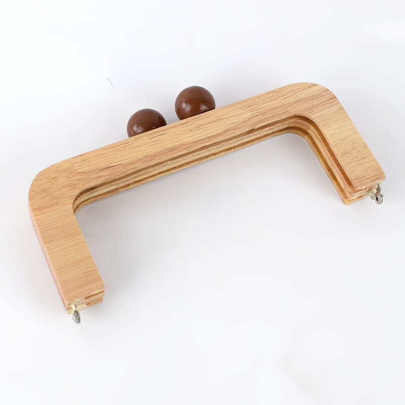 Deepeel-marco de madera con asa para bolso, cierre de cierre con cierre de beso, hebillas de bloqueo, accesorios DIY para bolsos, 20x8cm, 1 ud.: Light Yellow