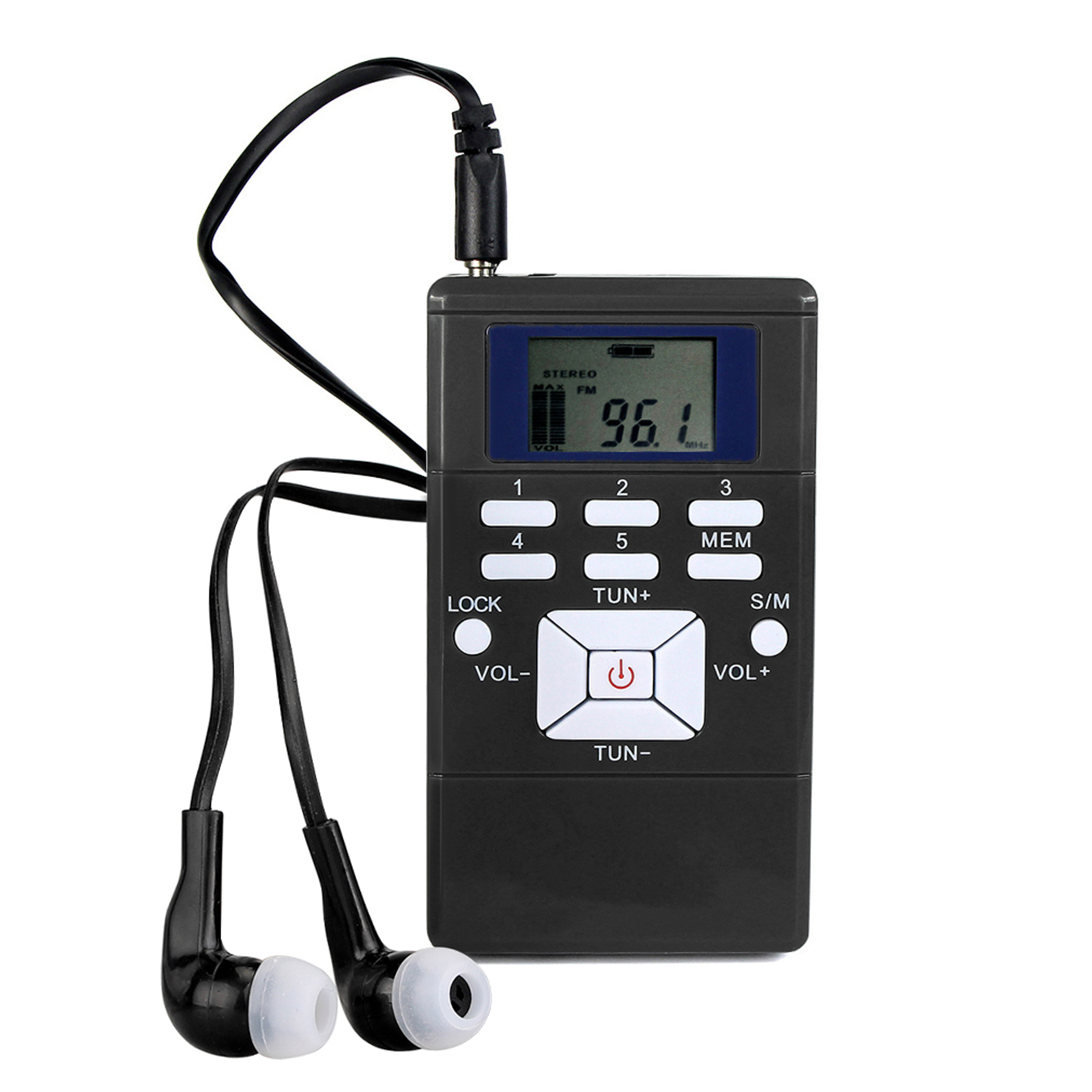 Tragbarer Mini-DSP-Stereo-FM-Radio-Digitaluhrempfänger für gleichzeitige Interpretation, Clip-on-Radio, Kopfhörer-Lanyard 1.2