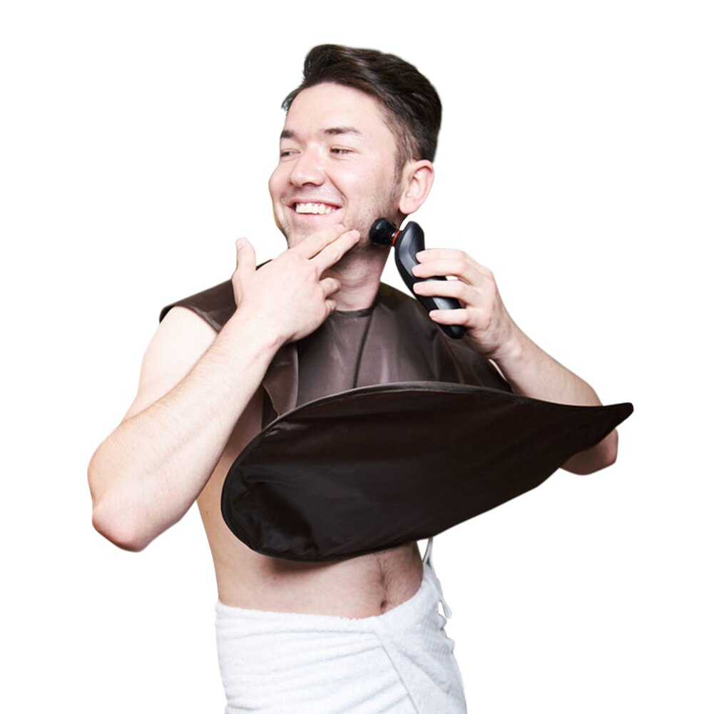 Portable Foldable Beard Shaving Cloth Waterproof Barber Wrap Haircut Cloak Hair Cutting Cape Home DIY Men Beard Shaving Wrap: Coffee