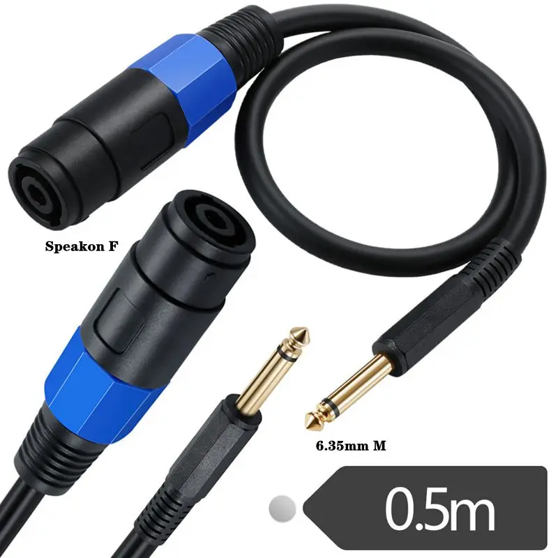 Câble de haut-parleur Speakon mâle femelle à 6.35mm TS Mono coude à 90 degrés OD8.0mm cuivre pur 0.6m2
